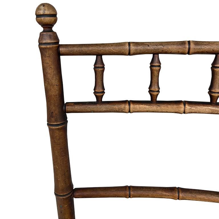 Antique 19th Century Victorian Bamboo-Style Rocking Chair with Needlepoint Seat In Good Condition For Sale In Oklahoma City, OK