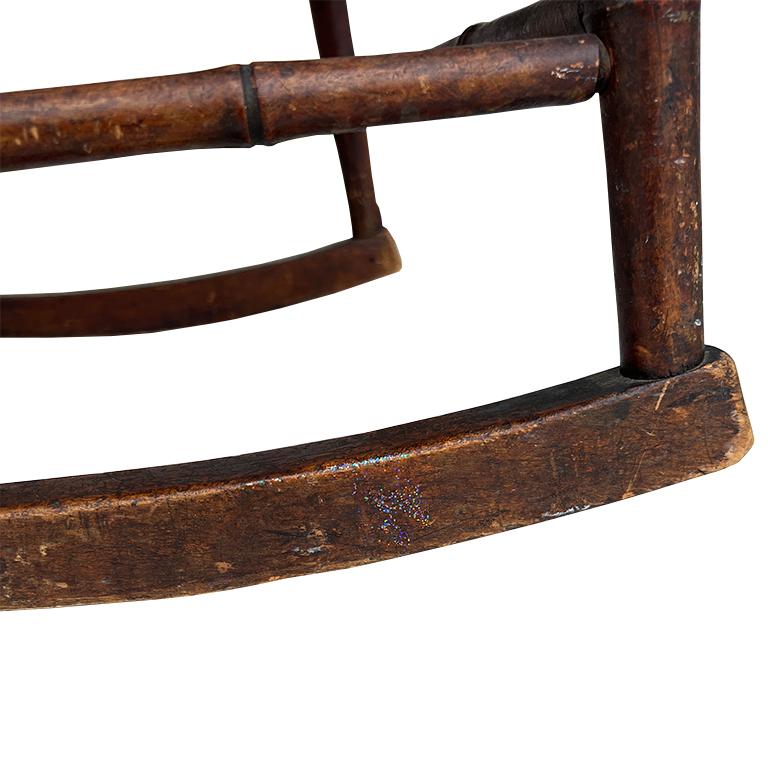 Antique 19th Century Victorian Bamboo-Style Rocking Chair with Needlepoint Seat For Sale 3