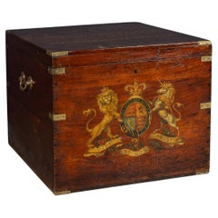 Antique 19th Century Victorian Brass 
Mahogany Campaign Chest, London c.1890