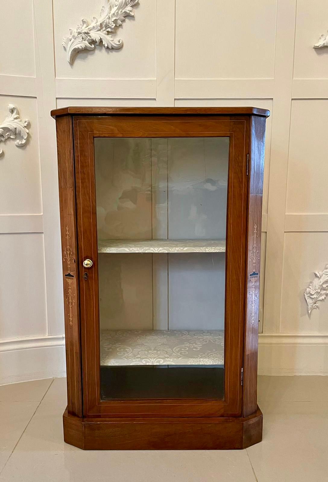 English Antique 19th Century Victorian Burr Walnut Inlaid Music Cabinet For Sale