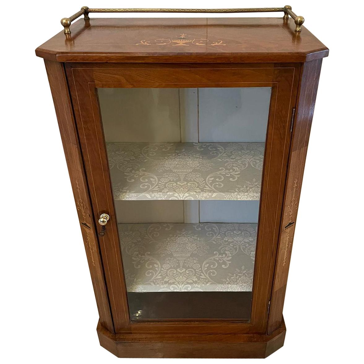 Antique 19th Century Victorian Burr Walnut Inlaid Music Cabinet