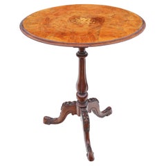 Antique 19th Century Victorian Burr Walnut Side Occasional Wine Table