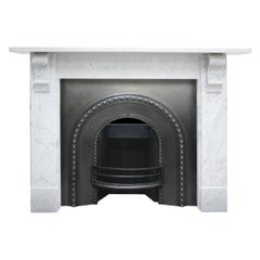 Antique 19th Century Victorian Carrara marble Fireplace Surround and Insert