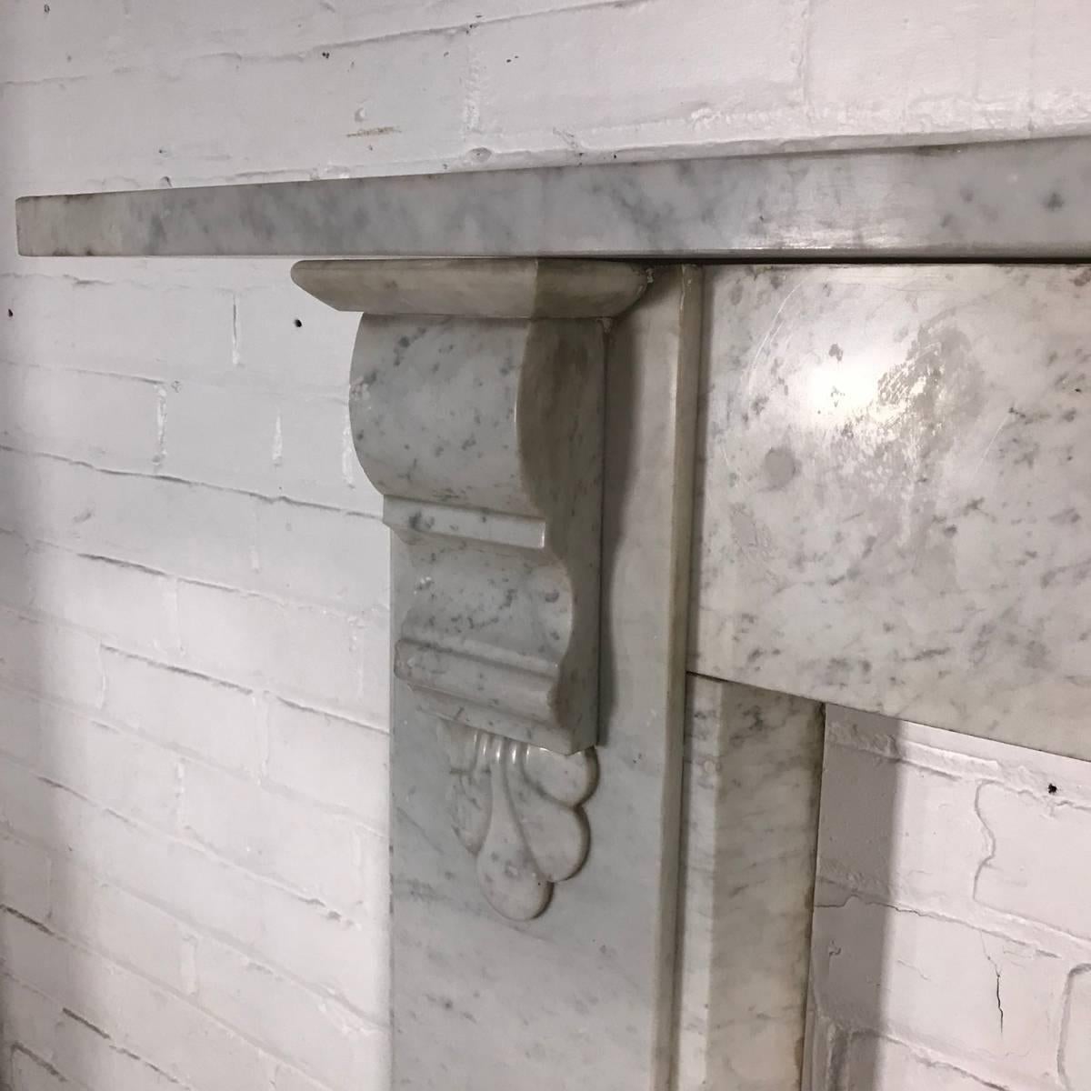 Antique 19th Century Victorian Carrara Marble Fireplace Surround 2