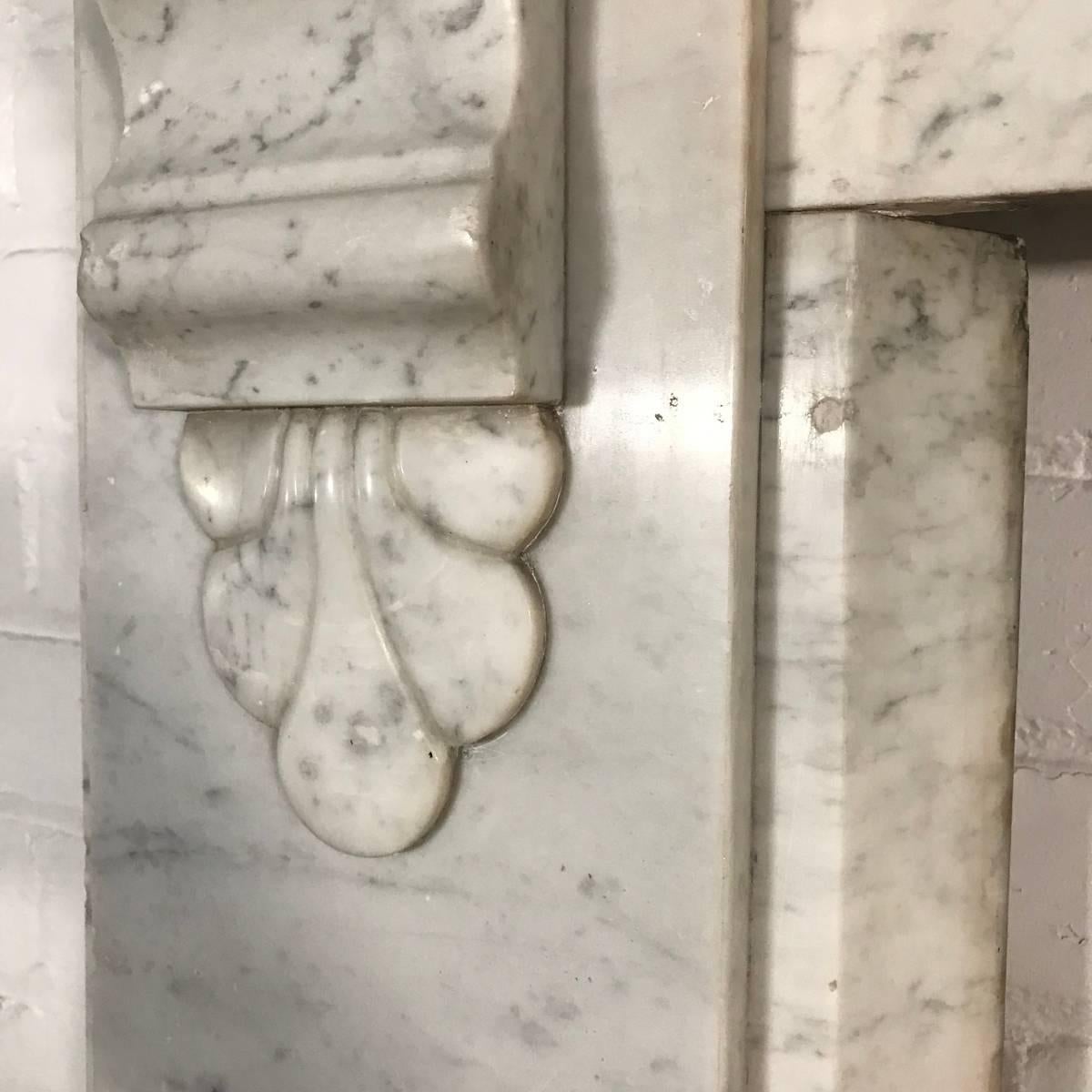 Antique 19th Century Victorian Carrara Marble Fireplace Surround 3