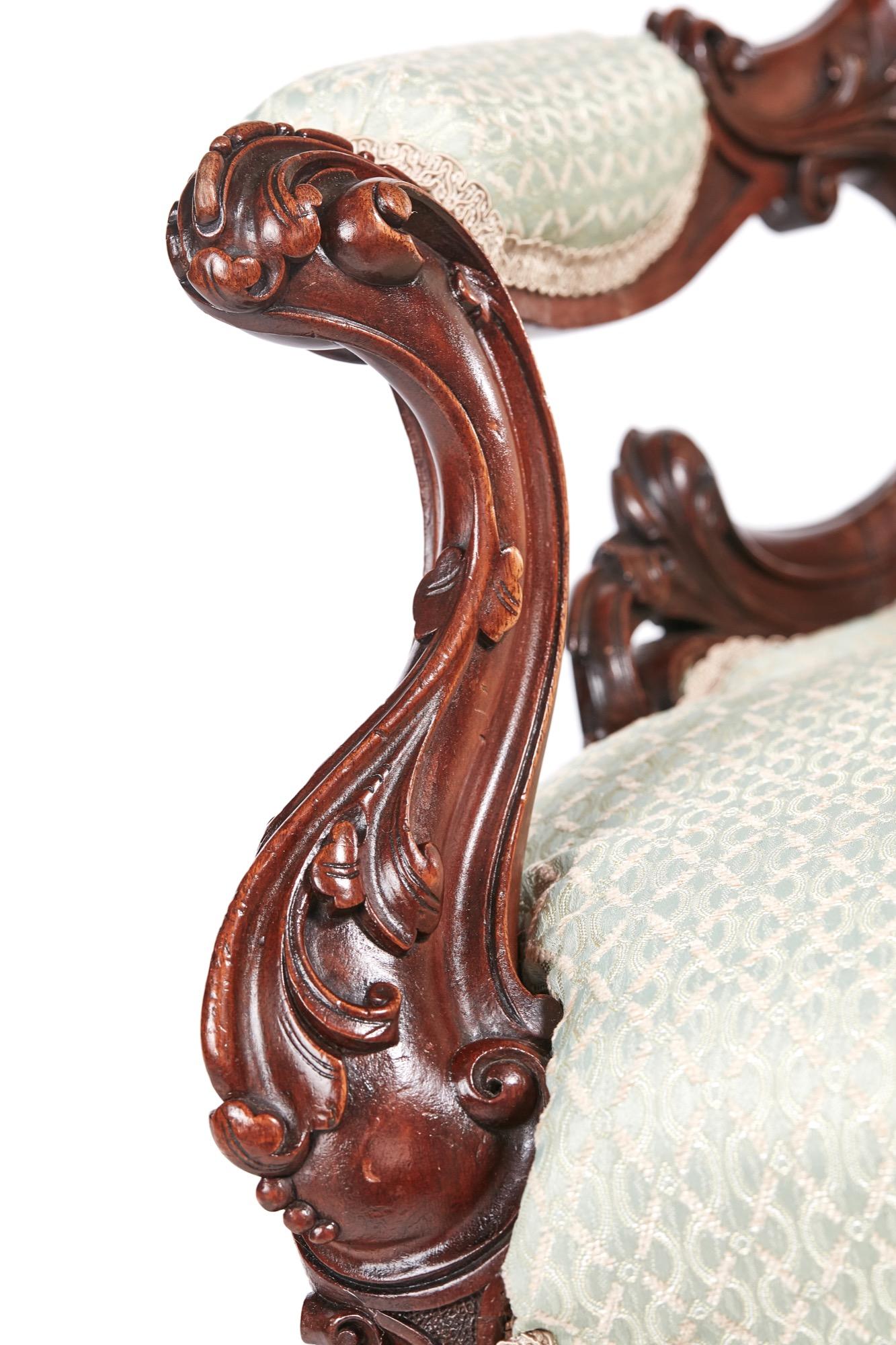 Antique 19th Century Victorian Carved Walnut Armchair 5