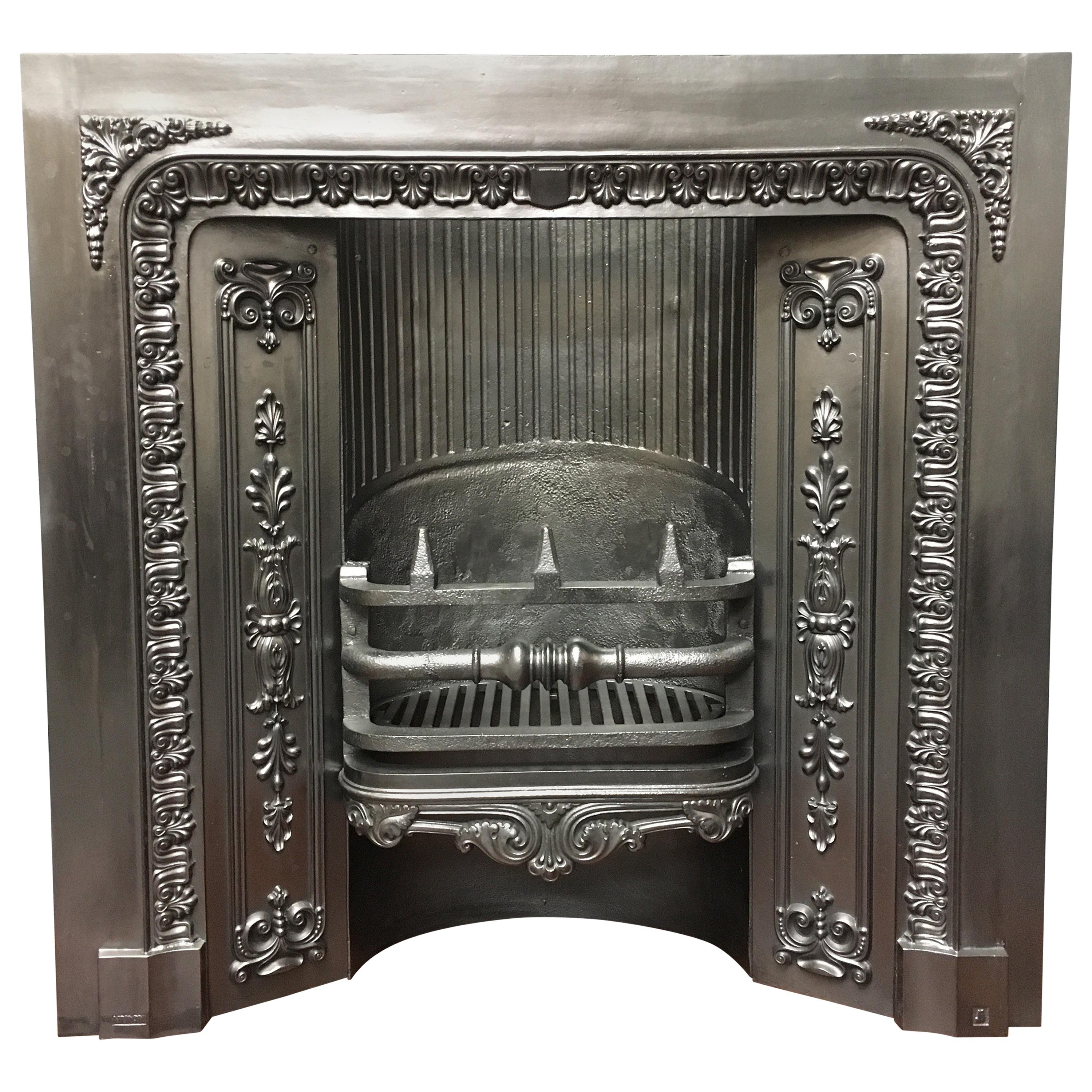 Antique 19th Century Victorian Cast Iron Carron Fireplace Surround Insert