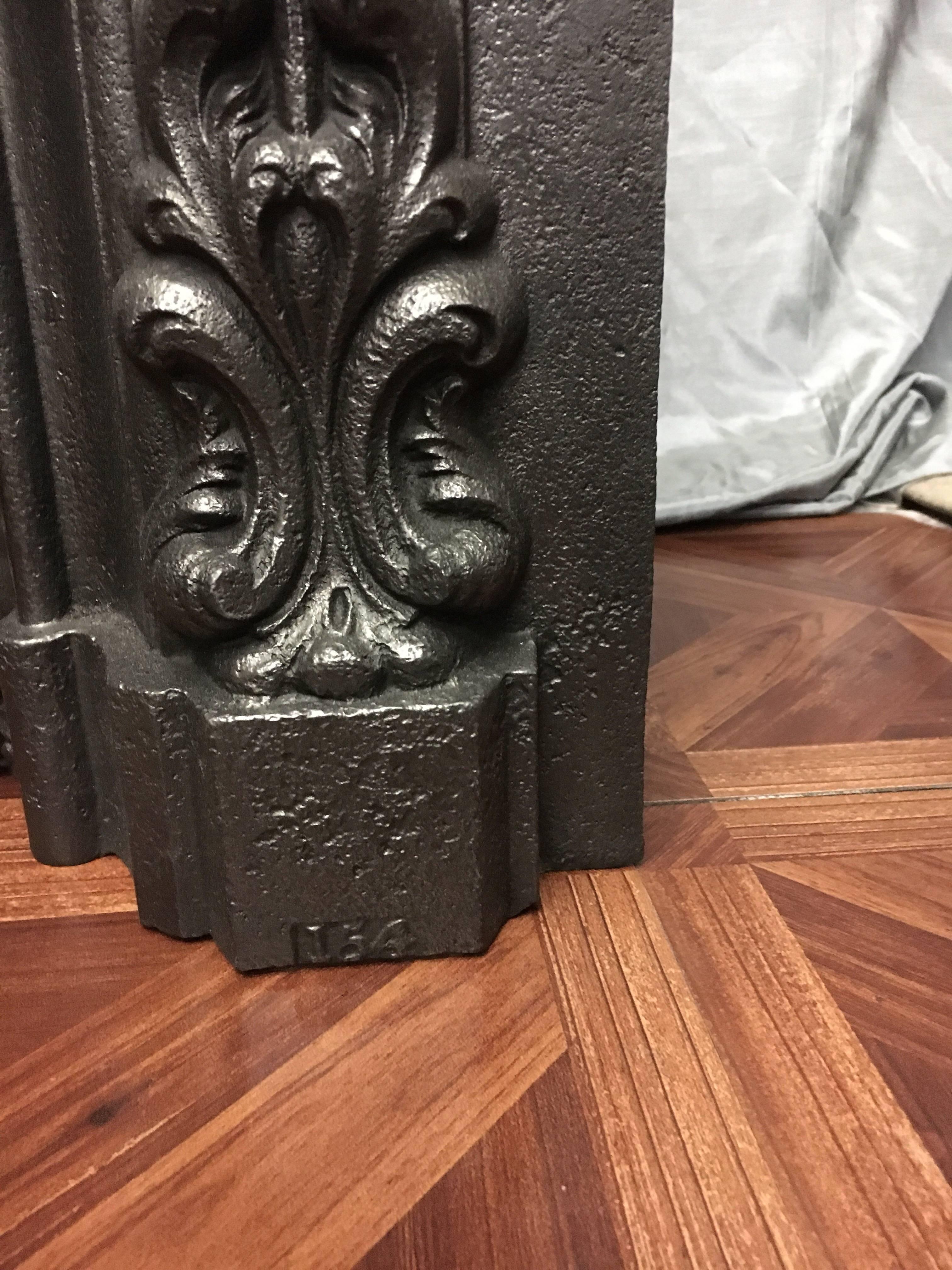 Antique 19th Century Victorian Cast Iron Fireplace Insert 1