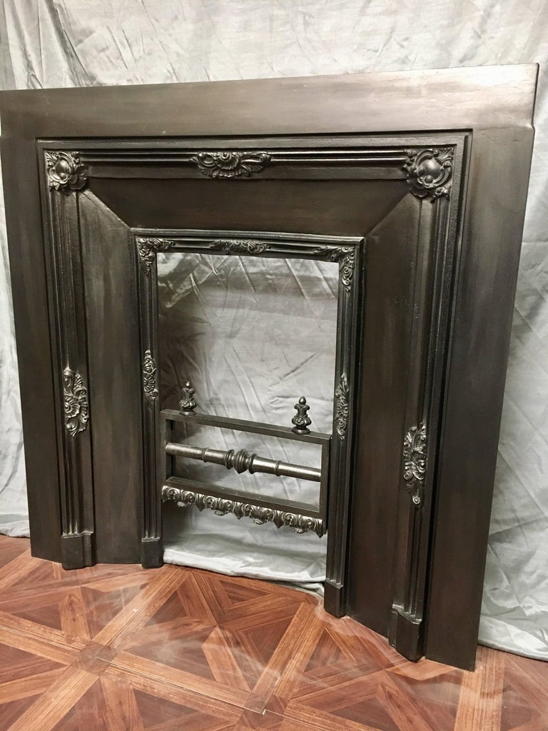 Antique 19th Century Victorian Cast Iron Insert Fireplace For Sale