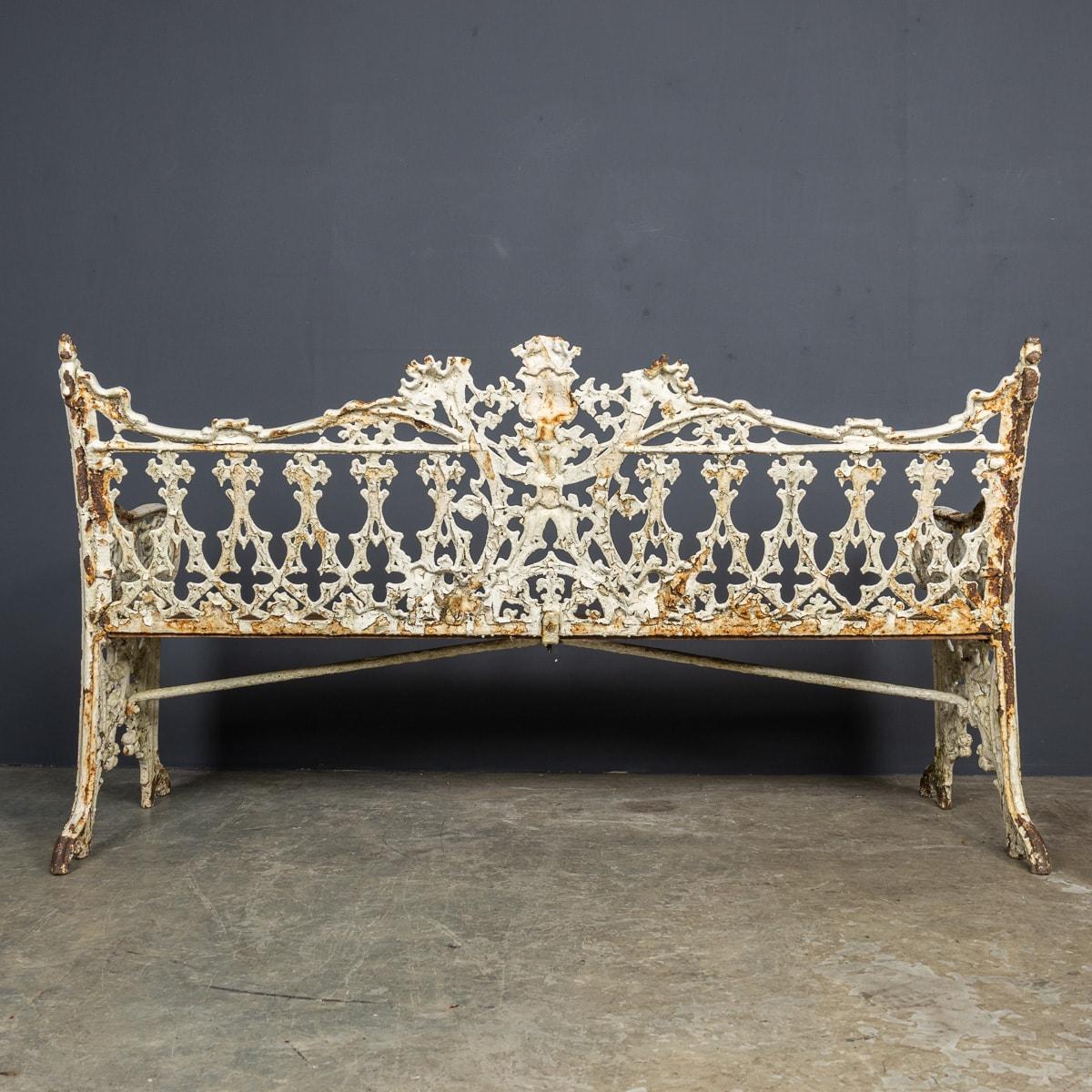 Late 19th Century Antique 19th Century Victorian Cast Iron & Wood Garden Bench c.1890 For Sale