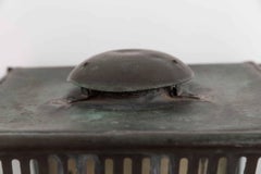 Antique 19th Century Victorian Copper Verdigris Metal Railway Lantern, C.1890
