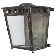 Antique 19th Century Victorian Copper Verdigris Metal Railway Lantern, C.1890