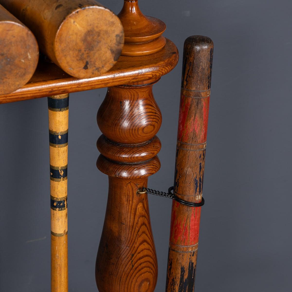 Antique 19th Century Victorian Croquet Set On Stand, Cassiobury c.1880 5