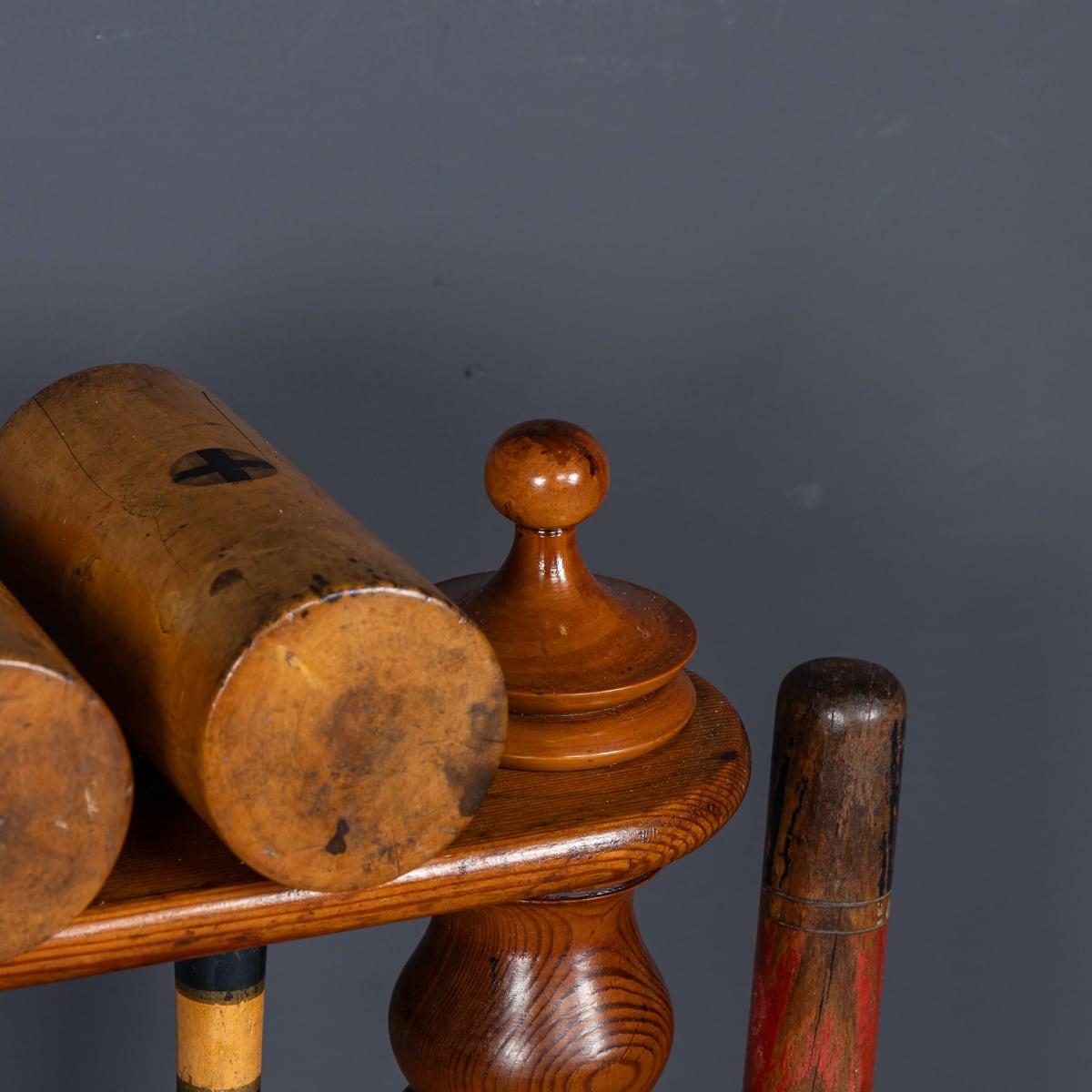 Antique 19th Century Victorian Croquet Set On Stand, Cassiobury c.1880 6