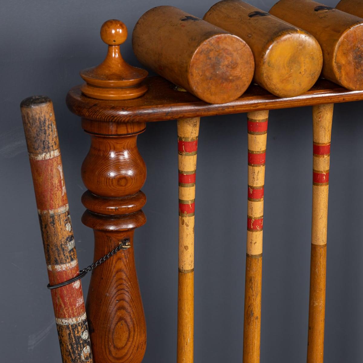Antique 19th Century Victorian Croquet Set On Stand, Cassiobury c.1880 9