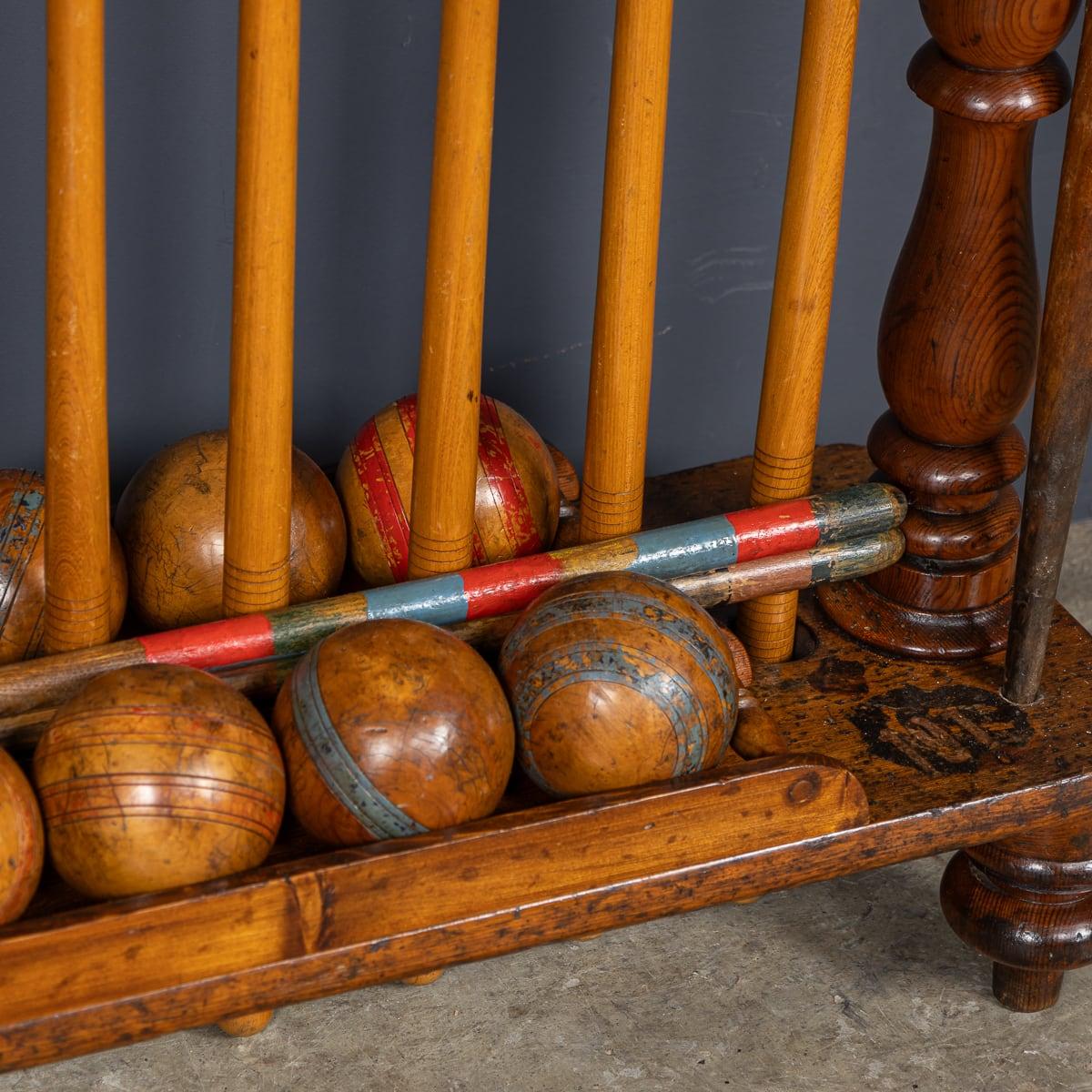 Antique 19th Century Victorian Croquet Set On Stand, Cassiobury c.1880 11