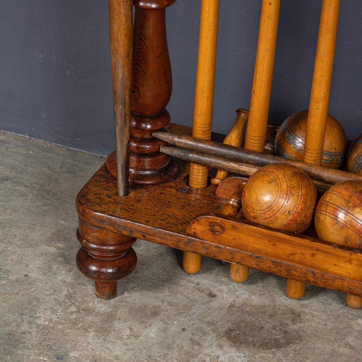 Antique 19th Century Victorian Croquet Set On Stand, Cassiobury c.1880 13