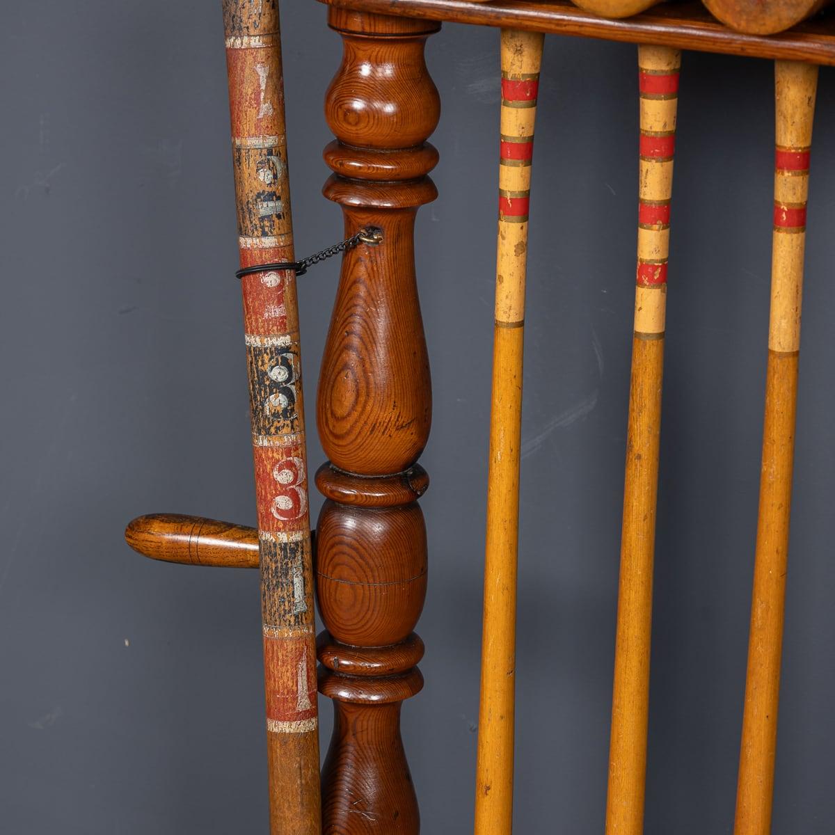 Antique 19th Century Victorian Croquet Set On Stand, Cassiobury c.1880 14