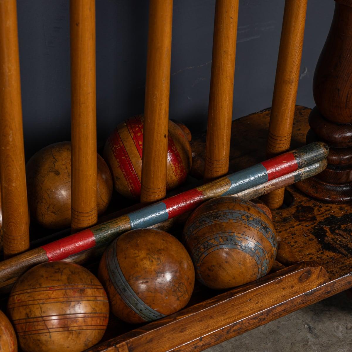 Antique 19th Century Victorian Croquet Set On Stand, Cassiobury c.1880 2