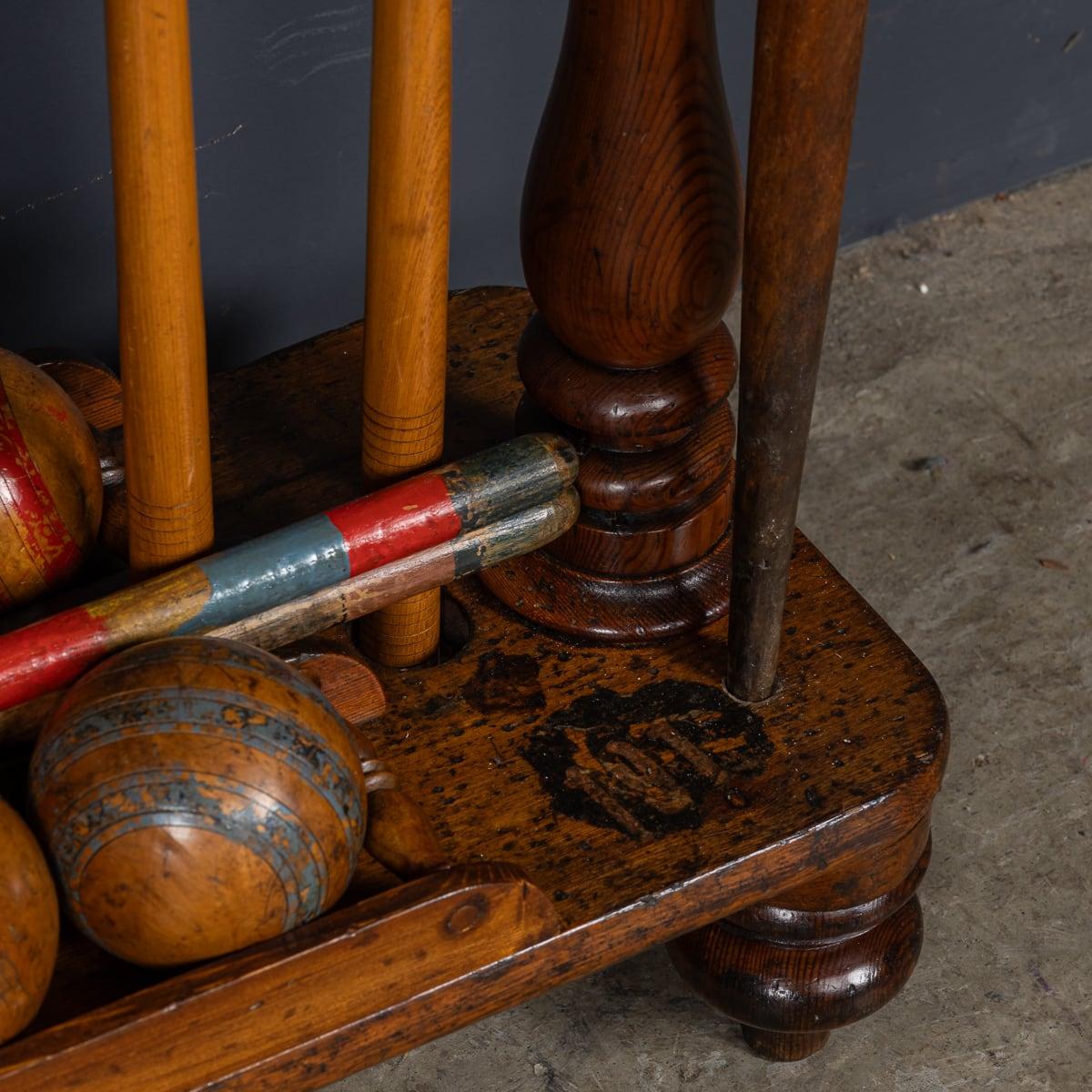 Antique 19th Century Victorian Croquet Set On Stand, Cassiobury c.1880 3