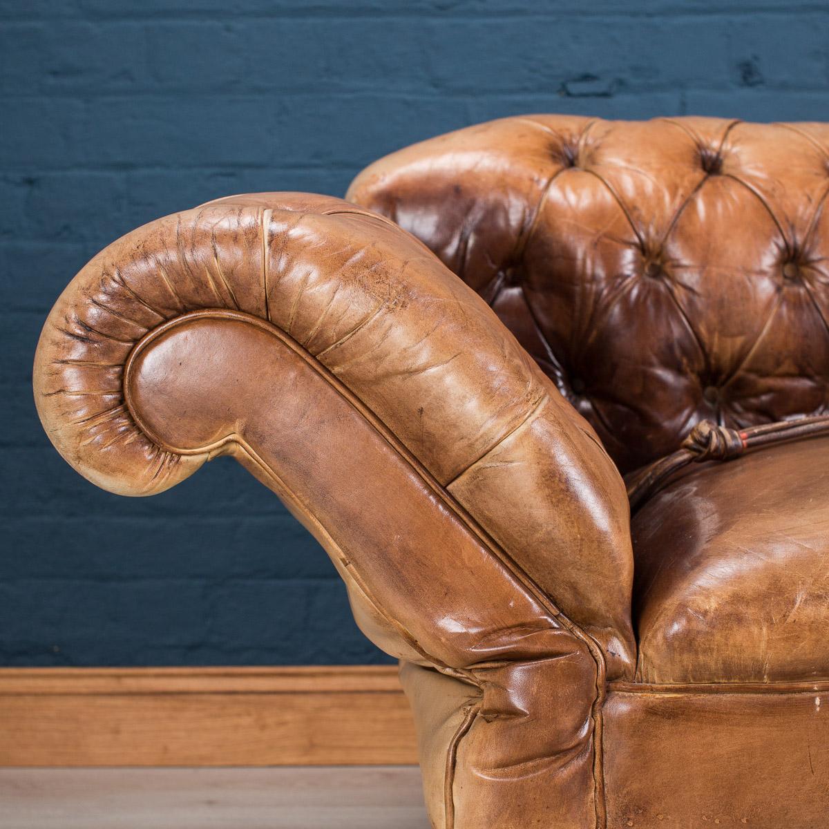 Antique 19th Century Victorian Drop Arm Leather Sofa, circa 1880 5