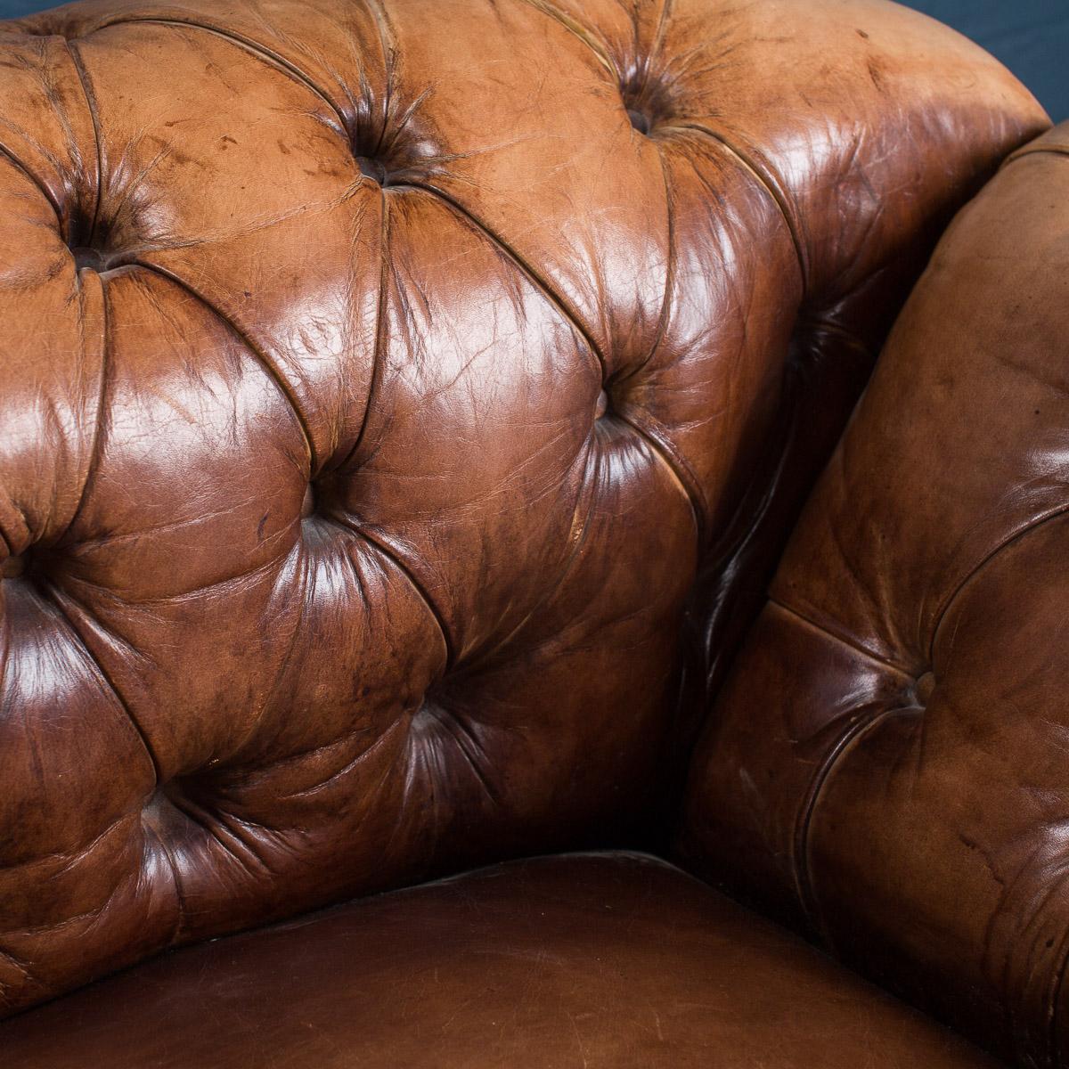 Antique 19th Century Victorian Drop Arm Leather Sofa, circa 1880 6