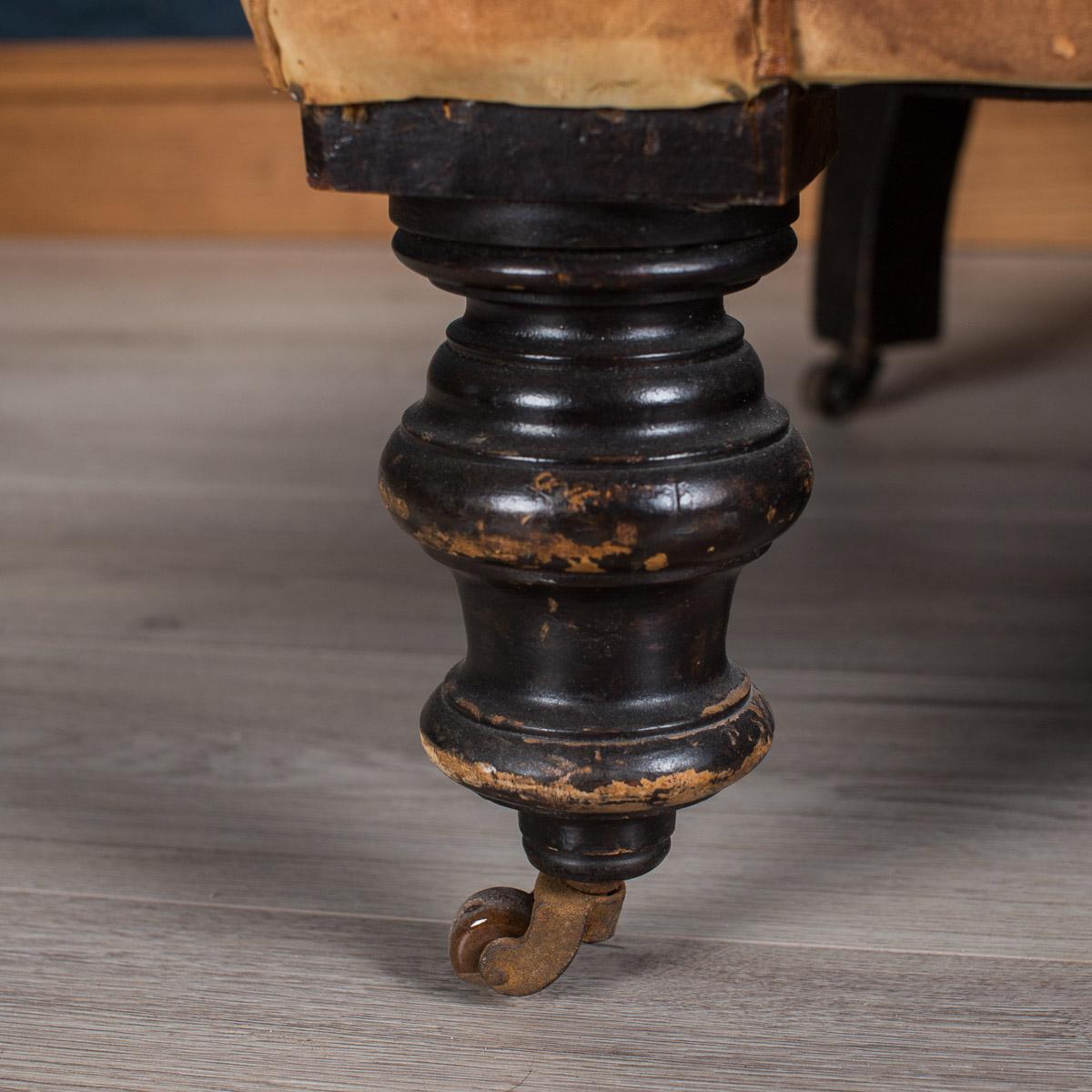 Antique 19th Century Victorian Drop Arm Leather Sofa, circa 1880 8