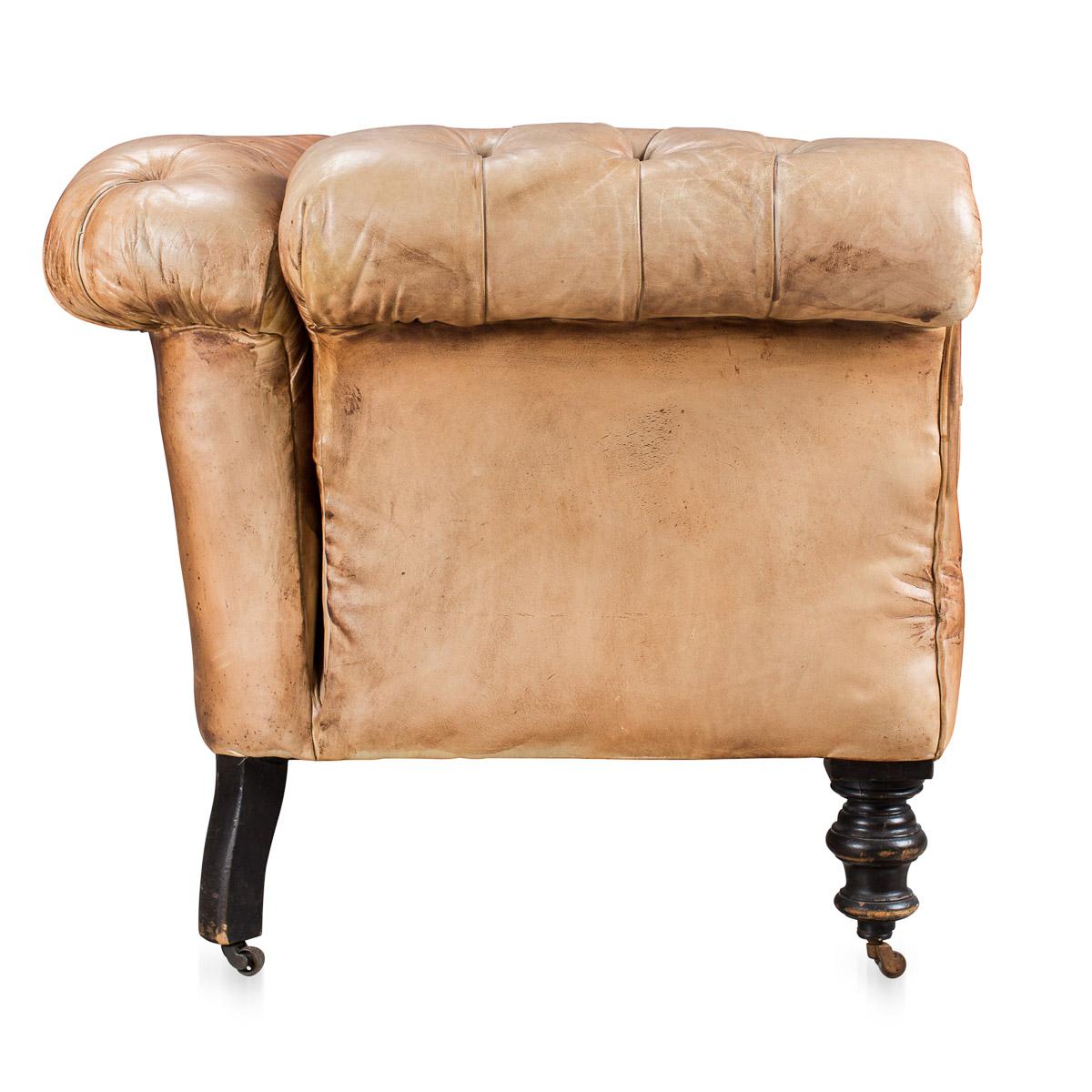 Antique 19th Century Victorian Drop Arm Leather Sofa, circa 1880 In Excellent Condition In Royal Tunbridge Wells, Kent