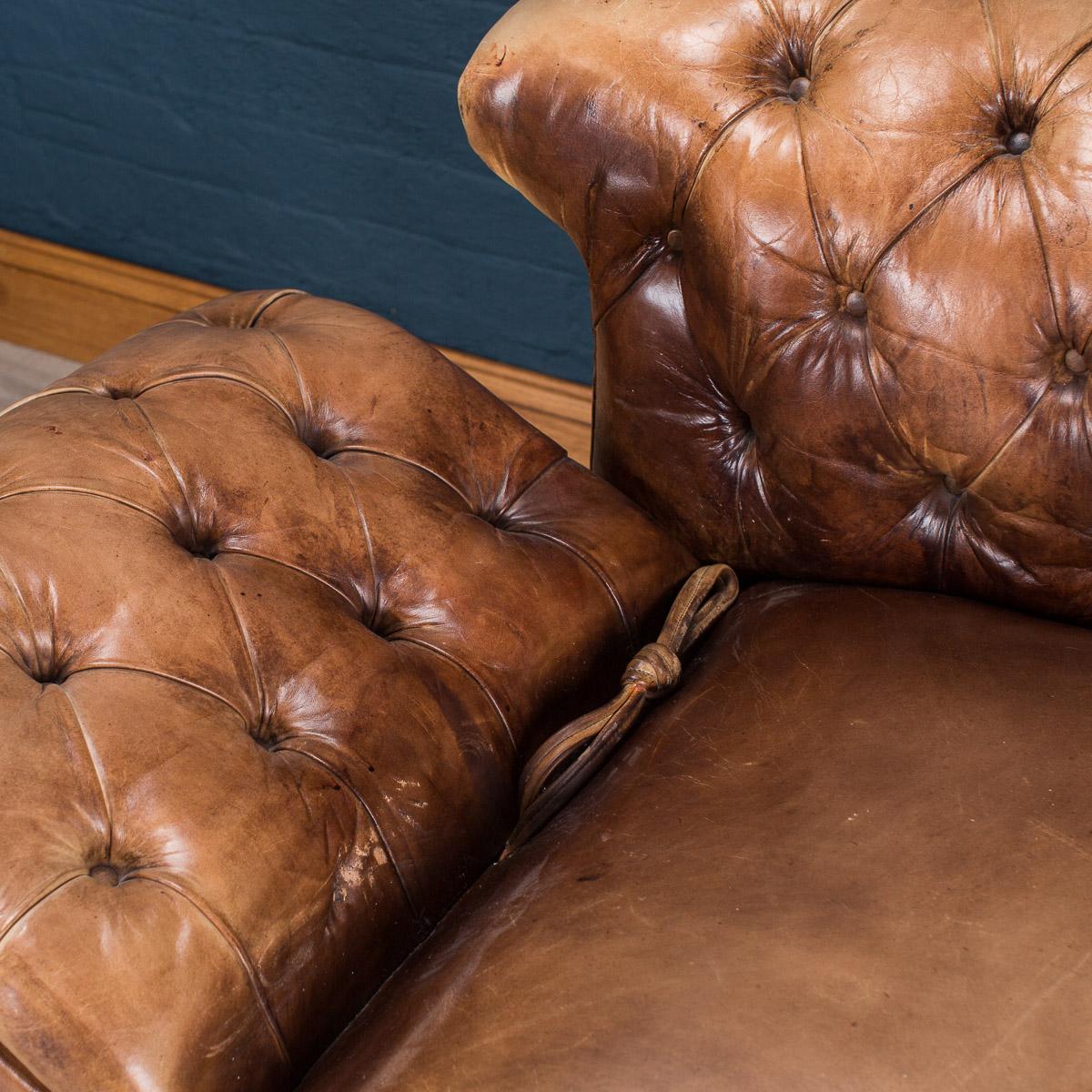 Antique 19th Century Victorian Drop Arm Leather Sofa, circa 1880 2