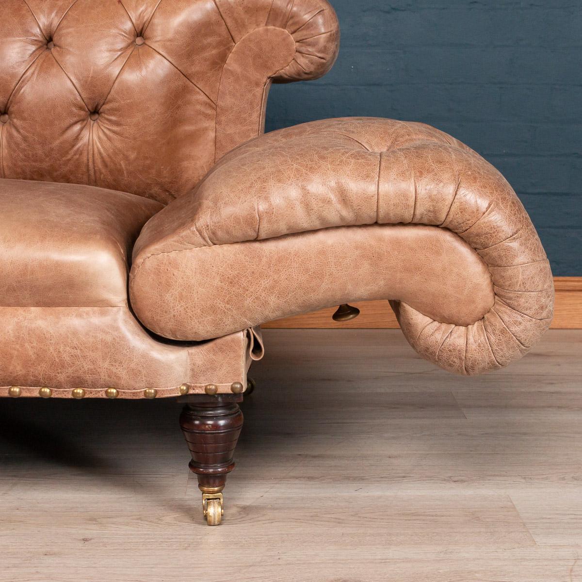 Antique 19th Century Victorian Drop Arm Leather Two-Seat Sofa, circa 1880 5