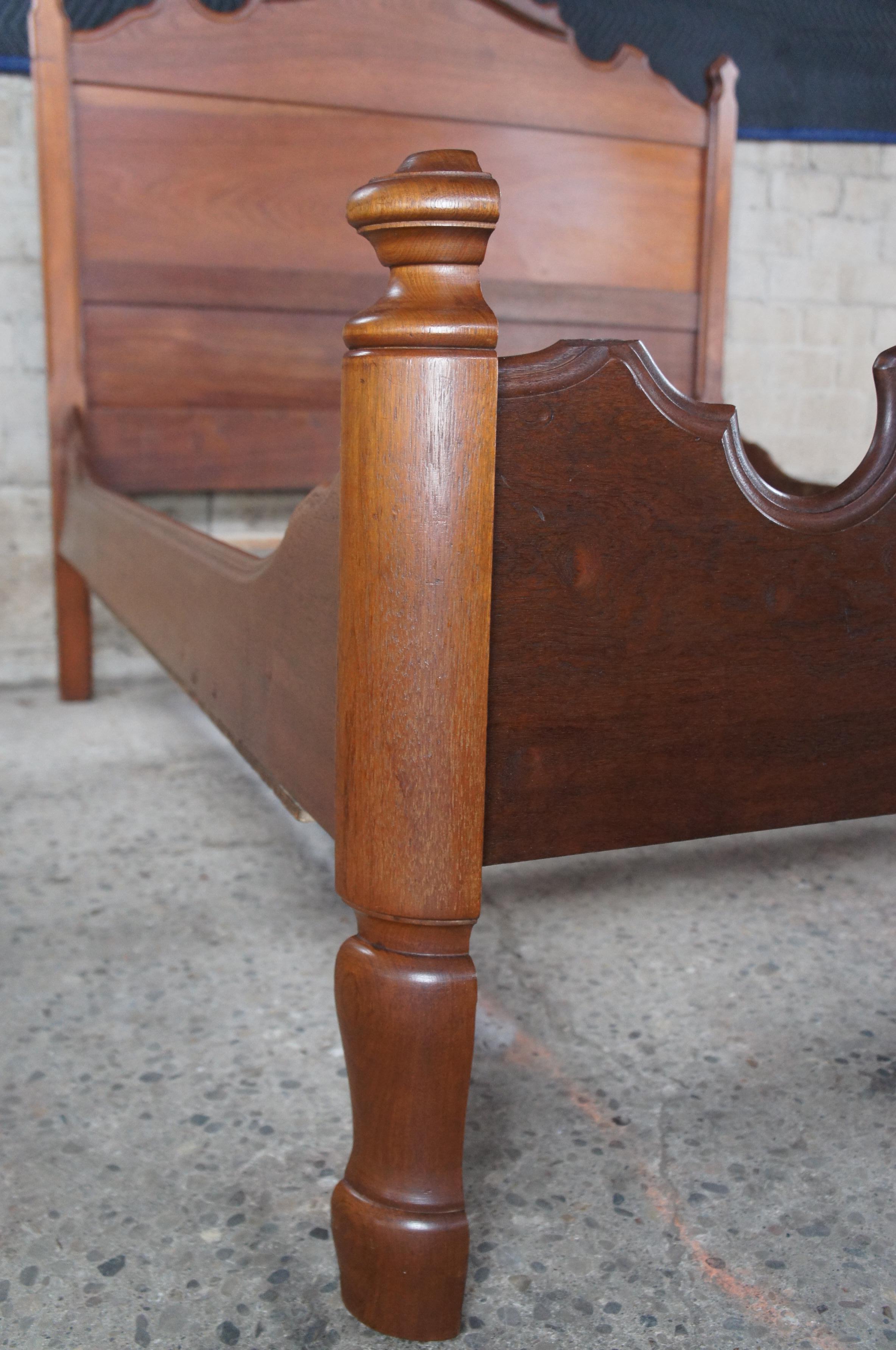 Antique 19th Century Victorian Eastlake Carved Walnut Custom Bed Frame 1