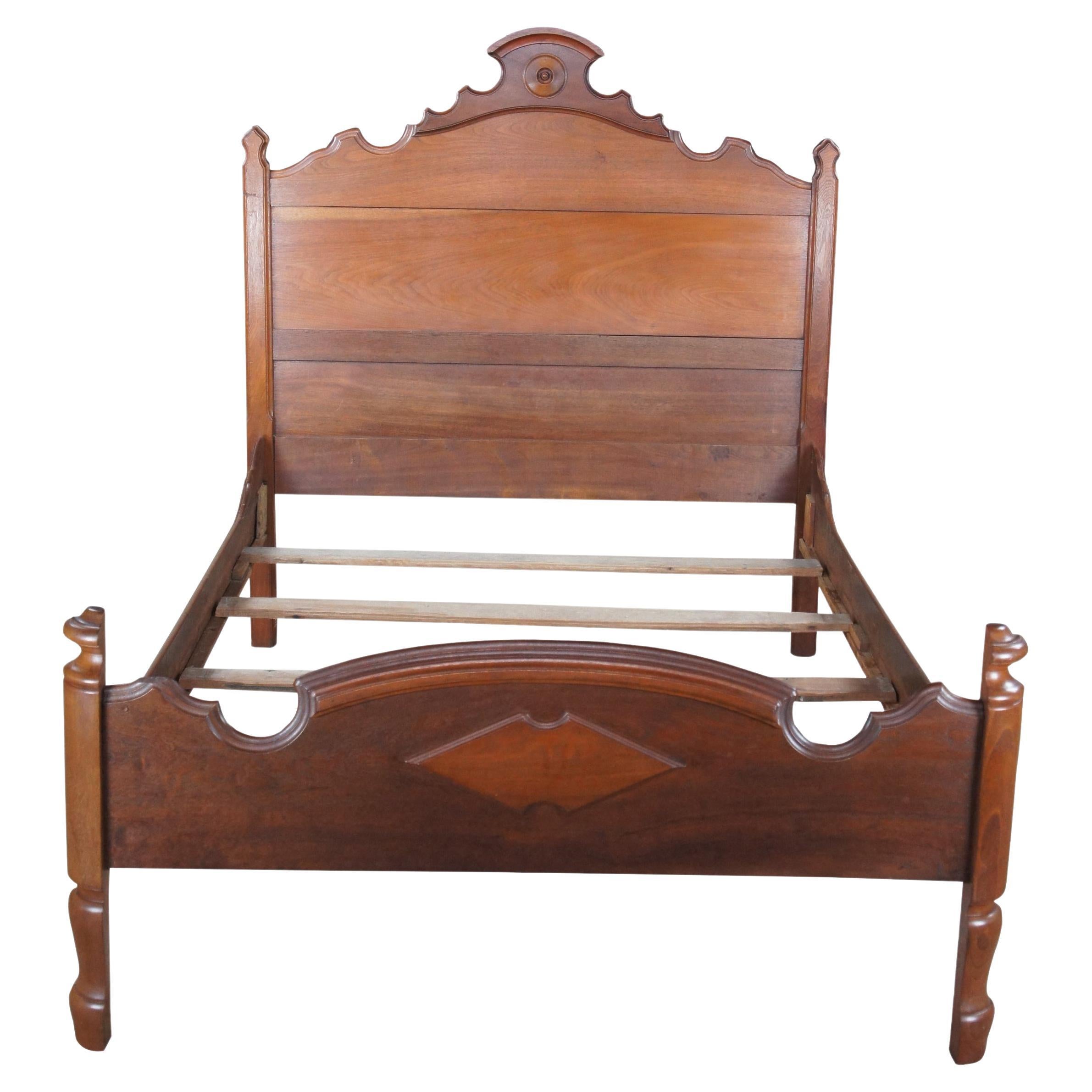 Antique 19th Century Victorian Eastlake Carved Walnut Custom Bed Frame