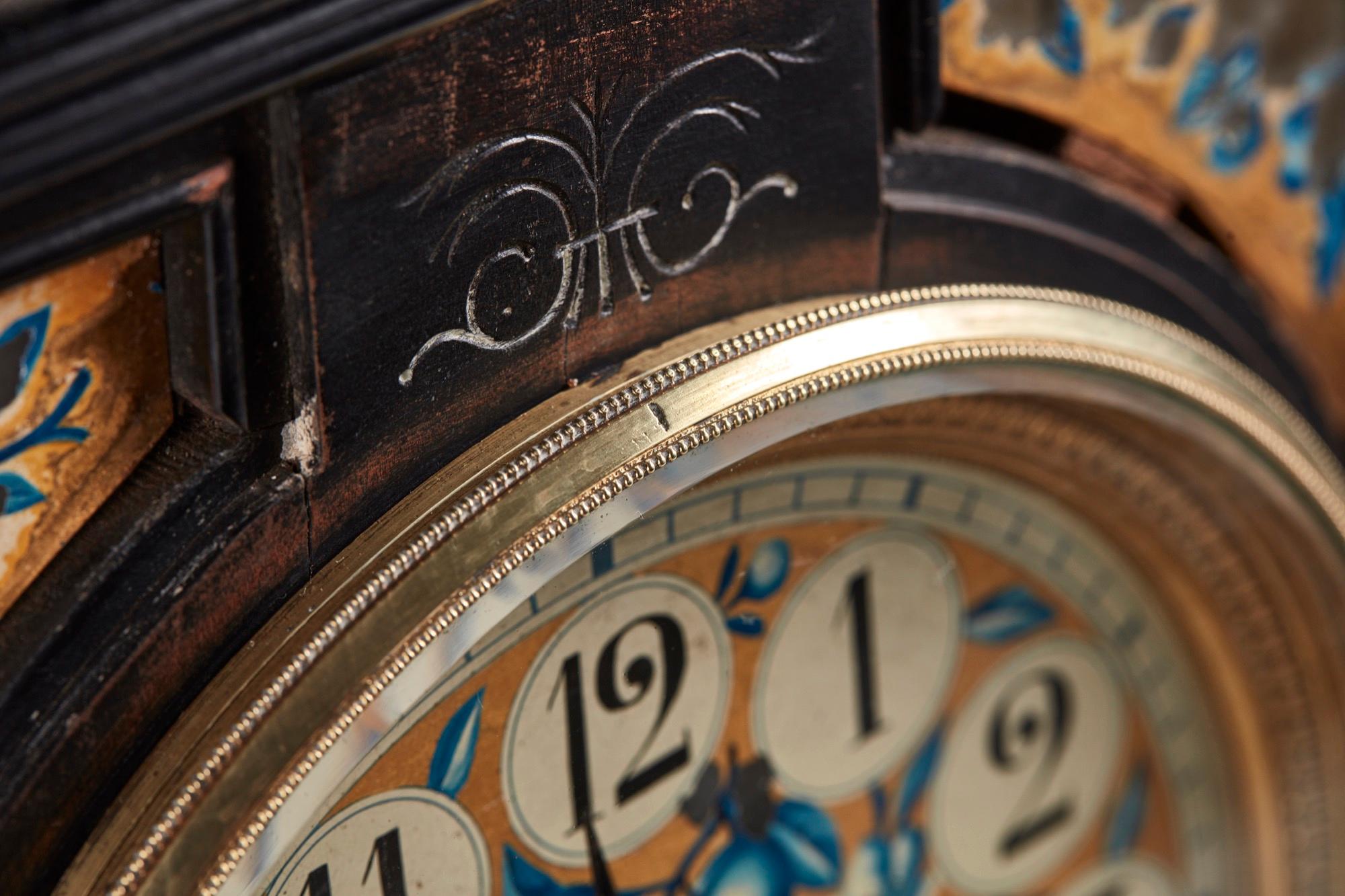 Legno massiccio Antico orologio da tavolo vittoriano del XIX secolo con movimento estetico ebanizzato in vendita
