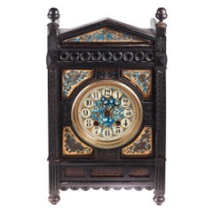 Antiguo Reloj de Sobremesa Victoriano del Siglo XIX con Aesthetic Movement Ebonizado