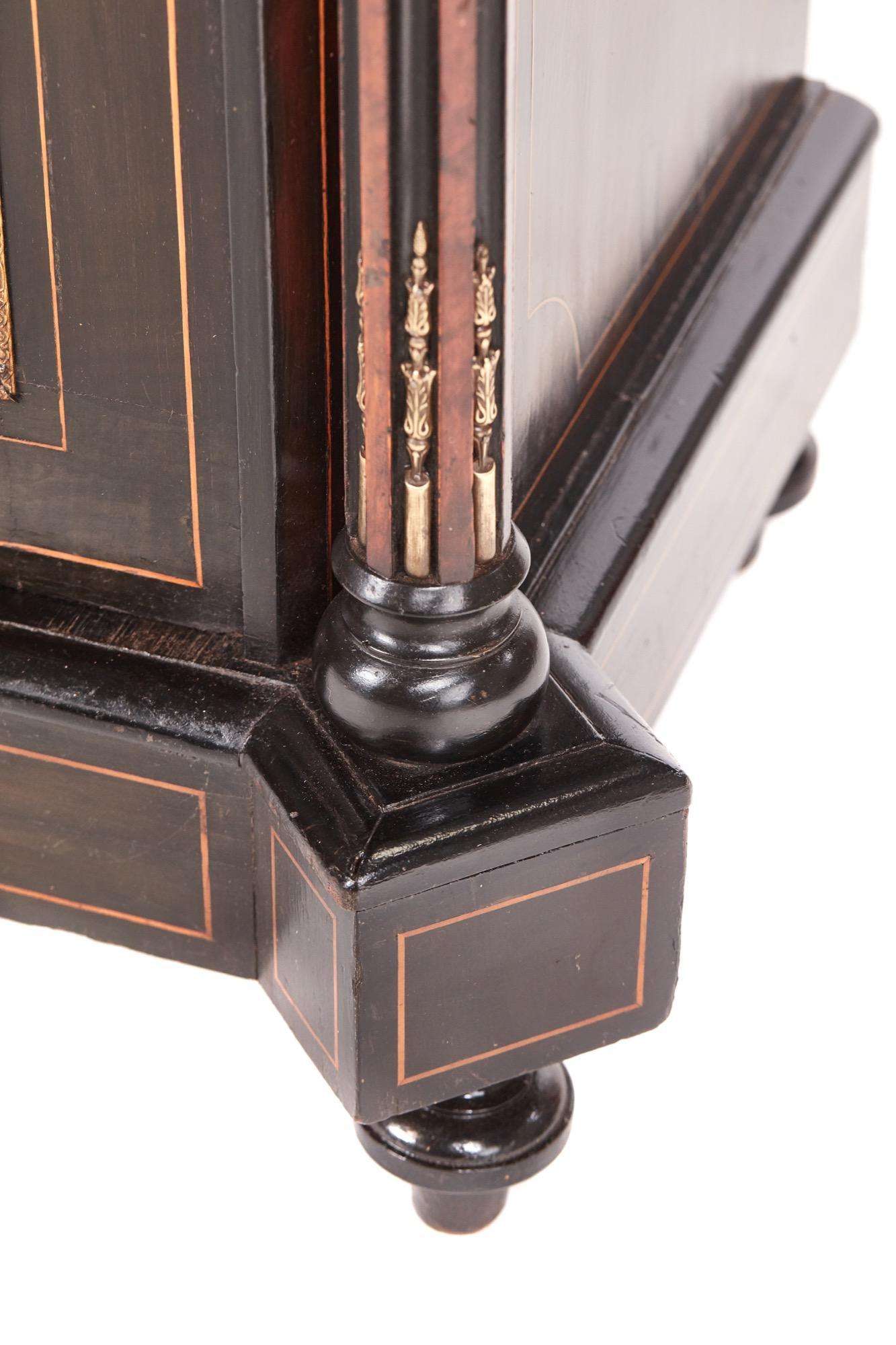 Hardwood Antique 19th Century Victorian Ebonized and Inlaid Display Cabinet