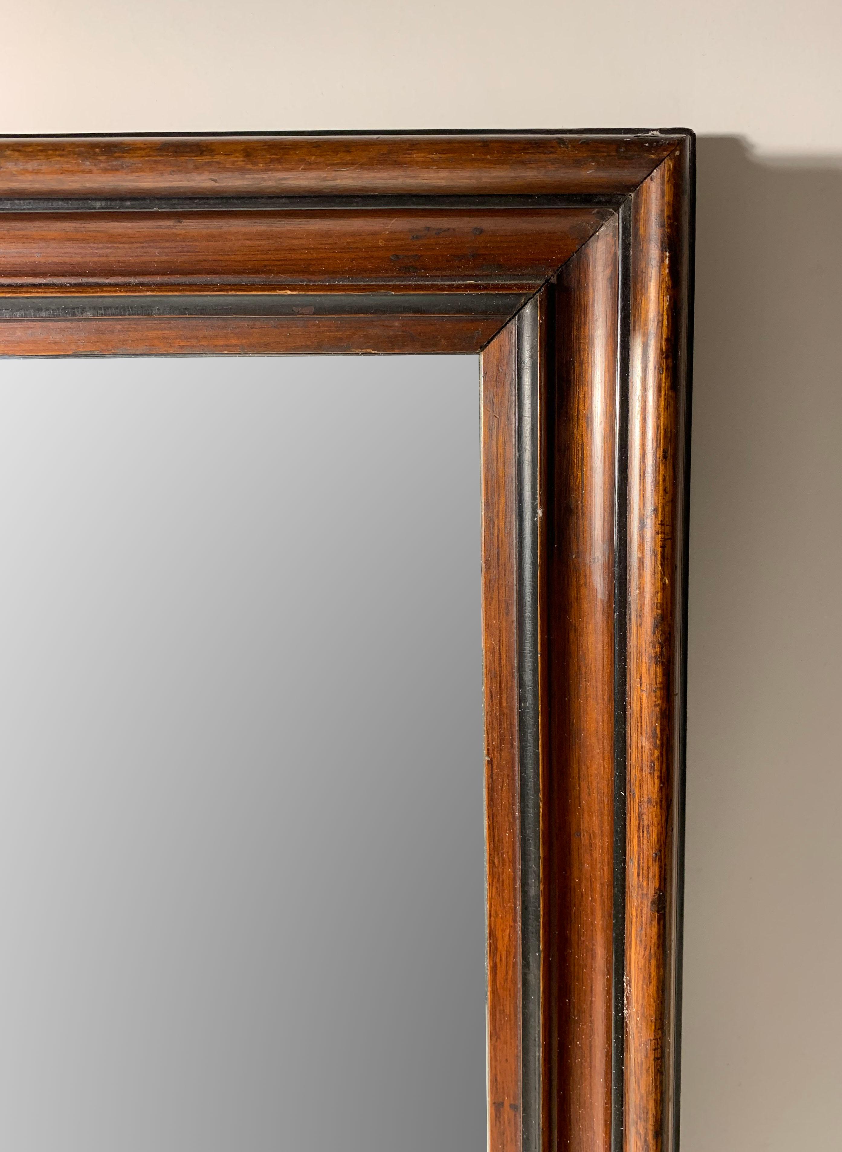 American Antique 19th Century Victorian Ebonized Banding Mirror / Frame For Sale