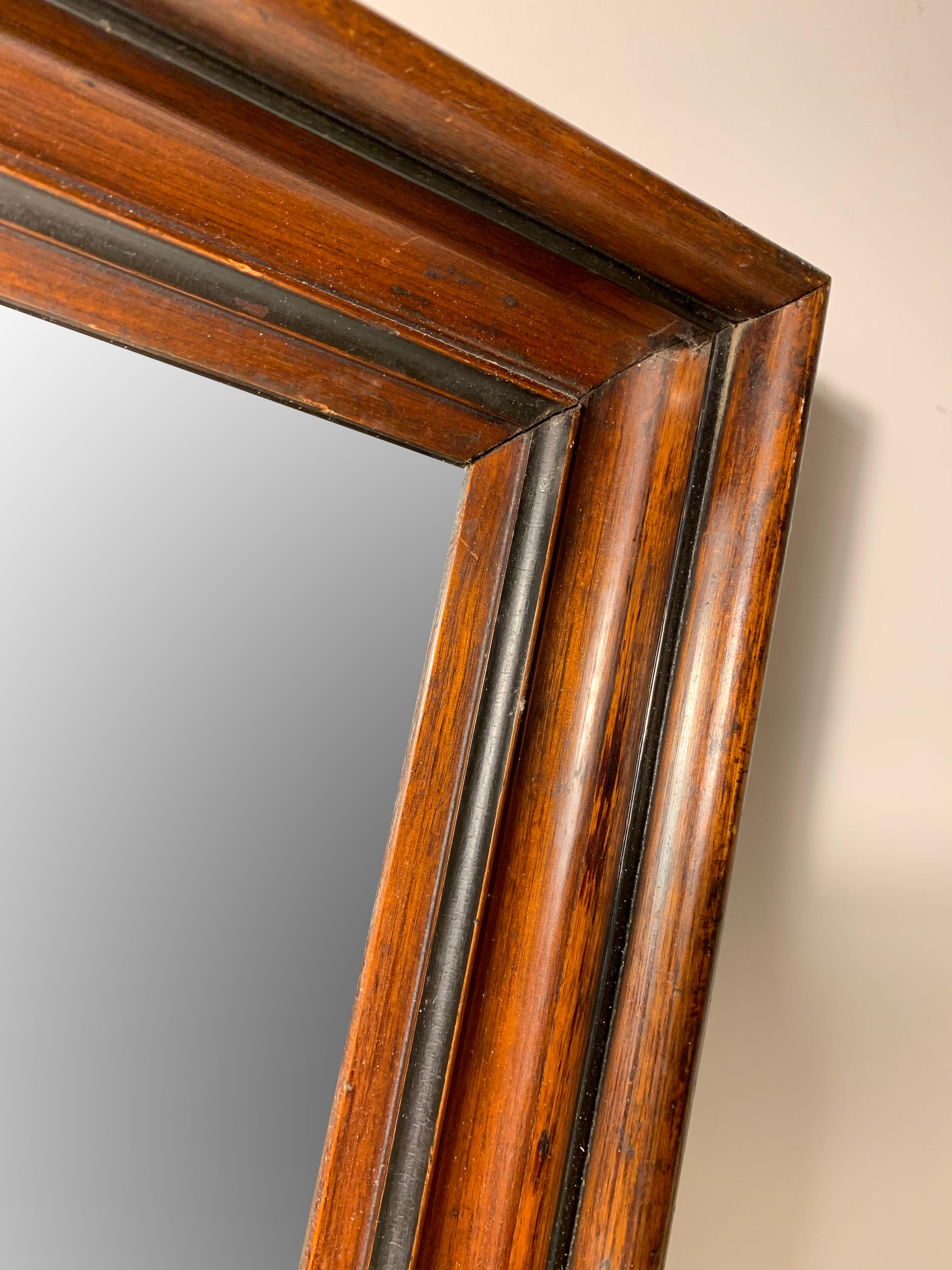 Wood Antique 19th Century Victorian Ebonized Banding Mirror / Frame For Sale