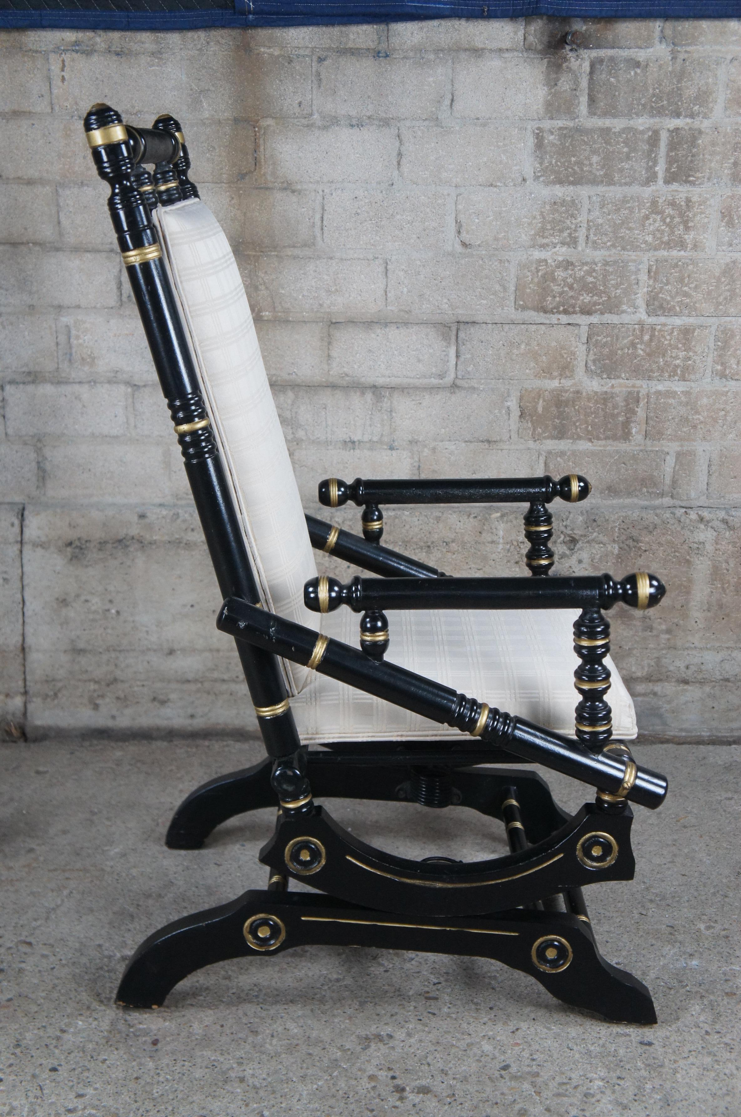 Antique 19th Century Victorian Ebonized Platform Rocker Rocking Chair Regency For Sale 1