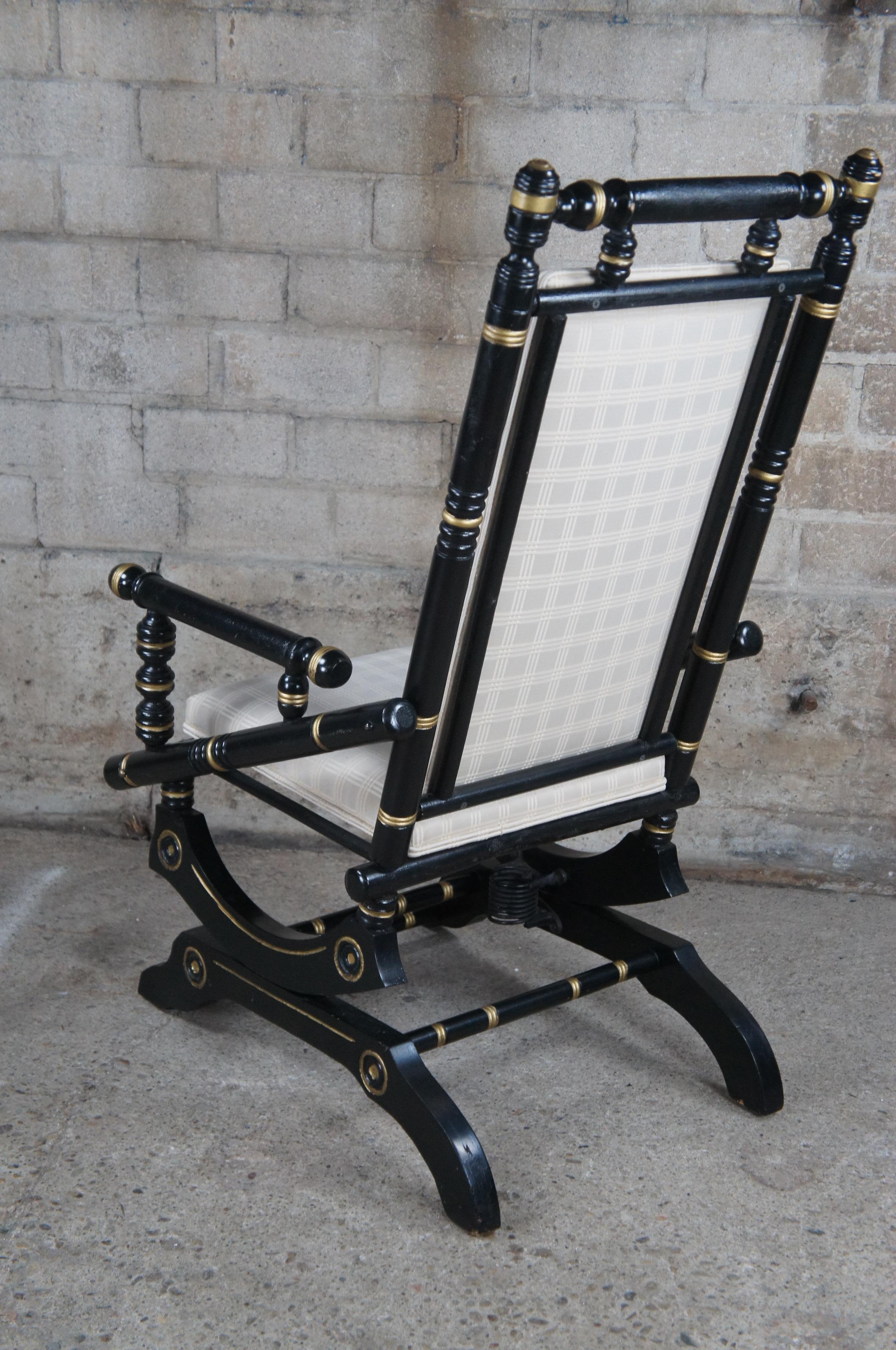 Antique 19th Century Victorian Ebonized Platform Rocker Rocking Chair Regency For Sale 3