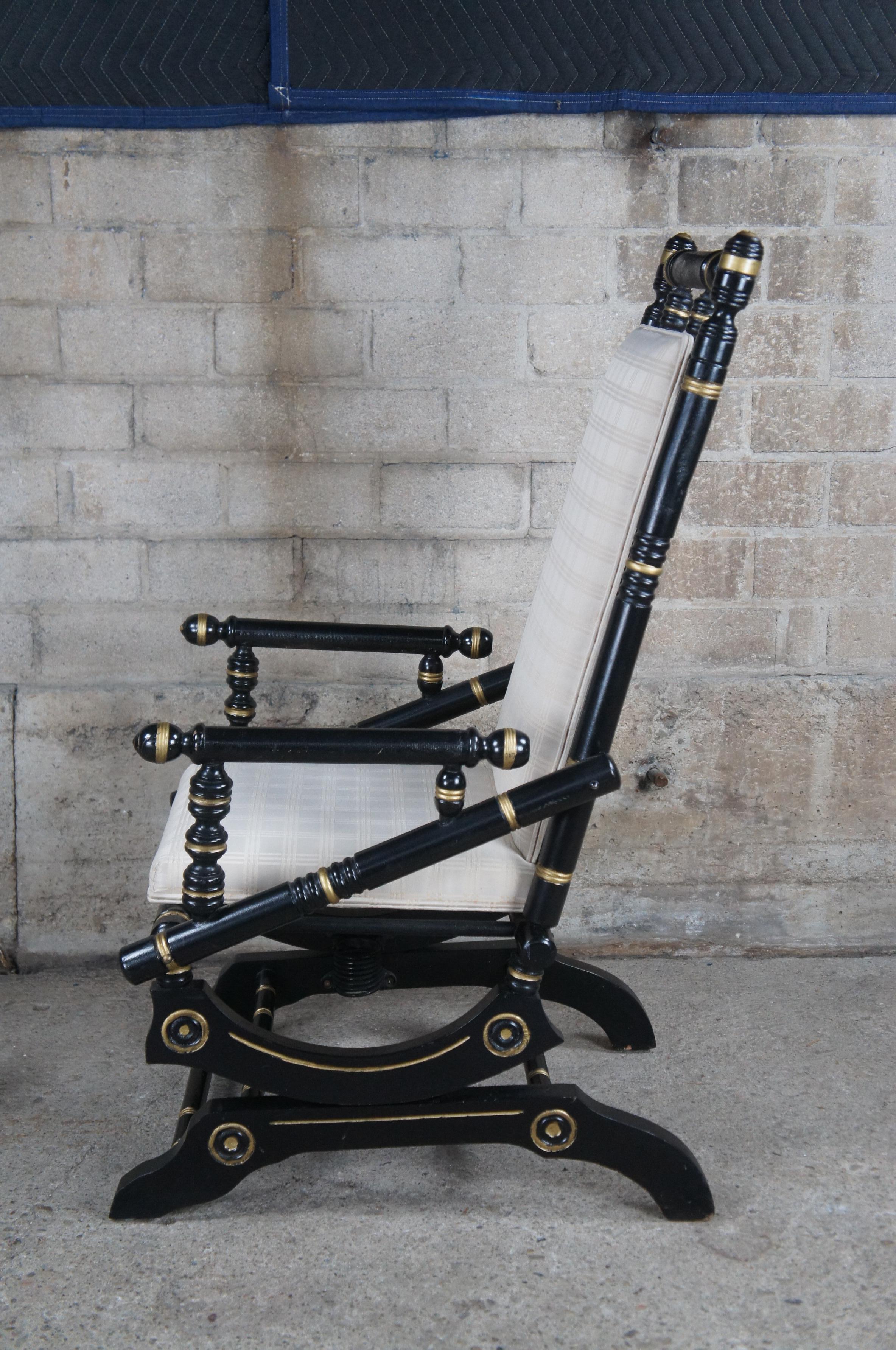 Antique 19th Century Victorian Ebonized Platform Rocker Rocking Chair Regency For Sale 4