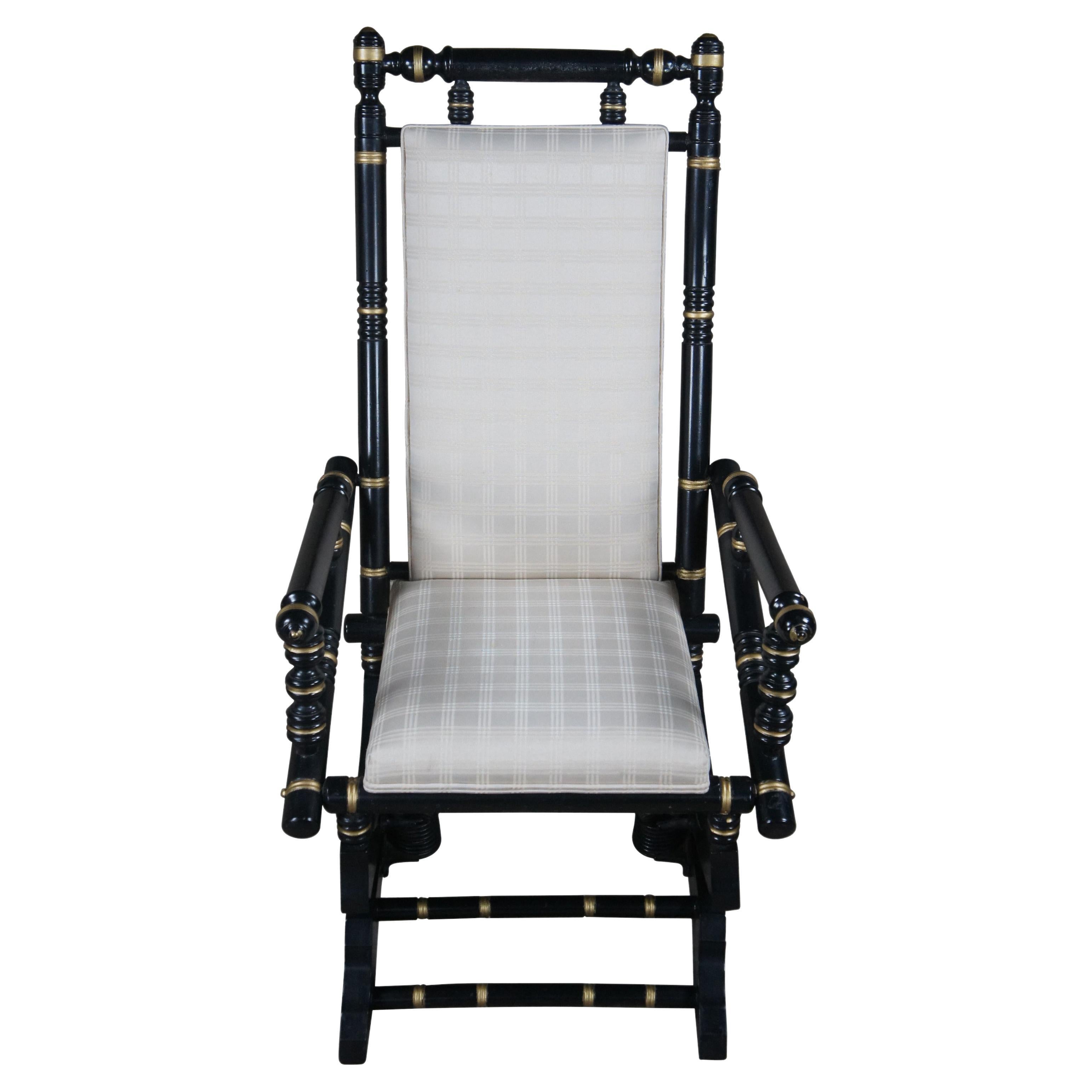 Antique 19th Century Victorian Ebonized Platform Rocker Rocking Chair Regency For Sale