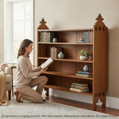 Antique 19th Century Victorian Gothic Arts & Crafts Adjustable Bookcase