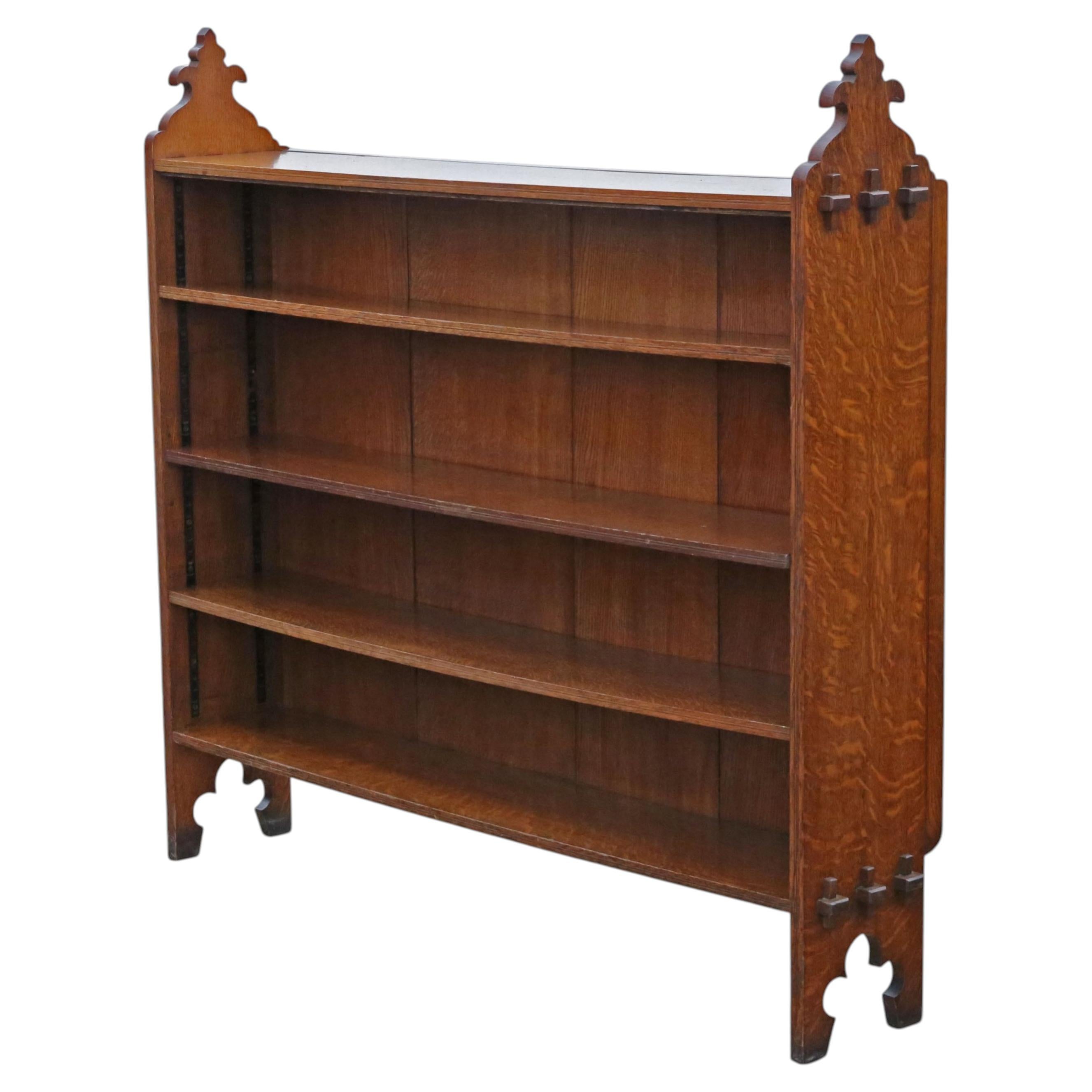 Antique 19th Century Victorian Gothic Arts & Crafts Adjustable Bookcase For Sale