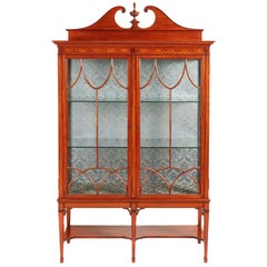 Antique 19th Century Victorian Inlaid Satinwood Display Cabinet
