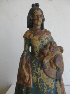 Antique 19th Century Victorian Lady Woman Cast Iron Folk Art Primitive Doorstop