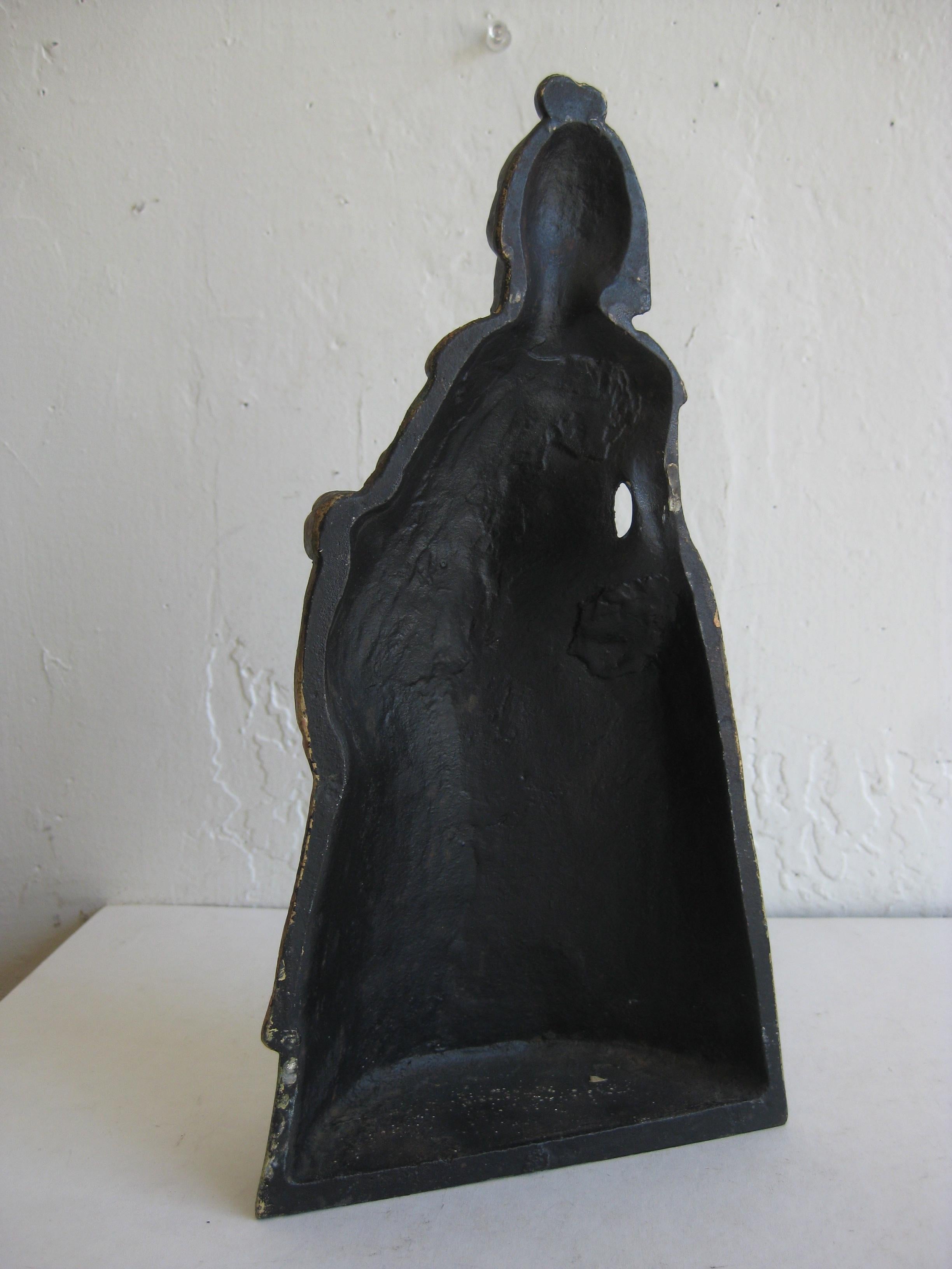 Antique 19th Century Victorian Lady Woman Cast Iron Folk Art Primitive Doorstop For Sale 4