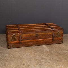 Antique 19th Century Victorian Leather Travel Trunk c.1870
