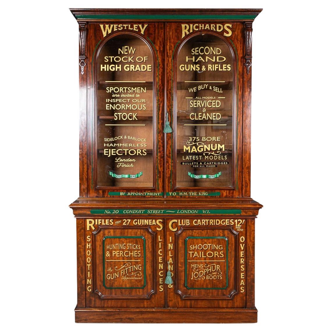 Antique 19th Century Victorian Mahogany Gun Shop Display Cabinet c.1880