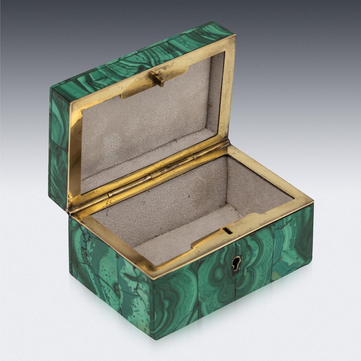 Late 19th Century Antique 19th Century Victorian Malachite & Brass Box c.1890 For Sale