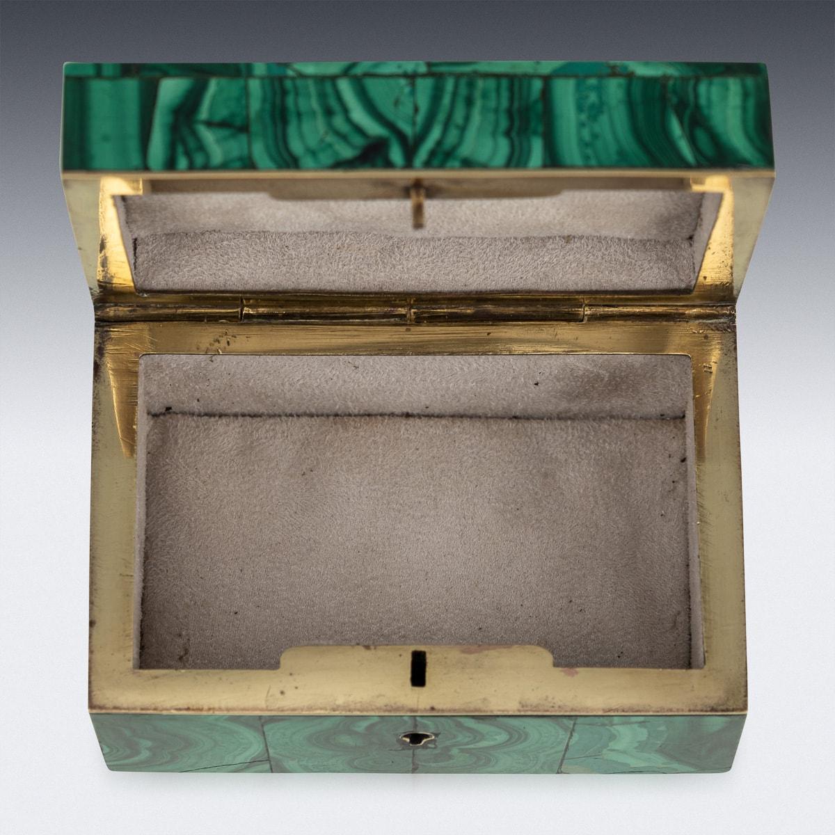 Antique 19th Century Victorian Malachite & Brass Box c.1890 For Sale 1